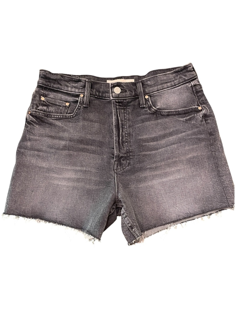 MOTHER Last Ride GrayCharcoal The Skipper Short N' Long Fray Jean Shorts Size 29